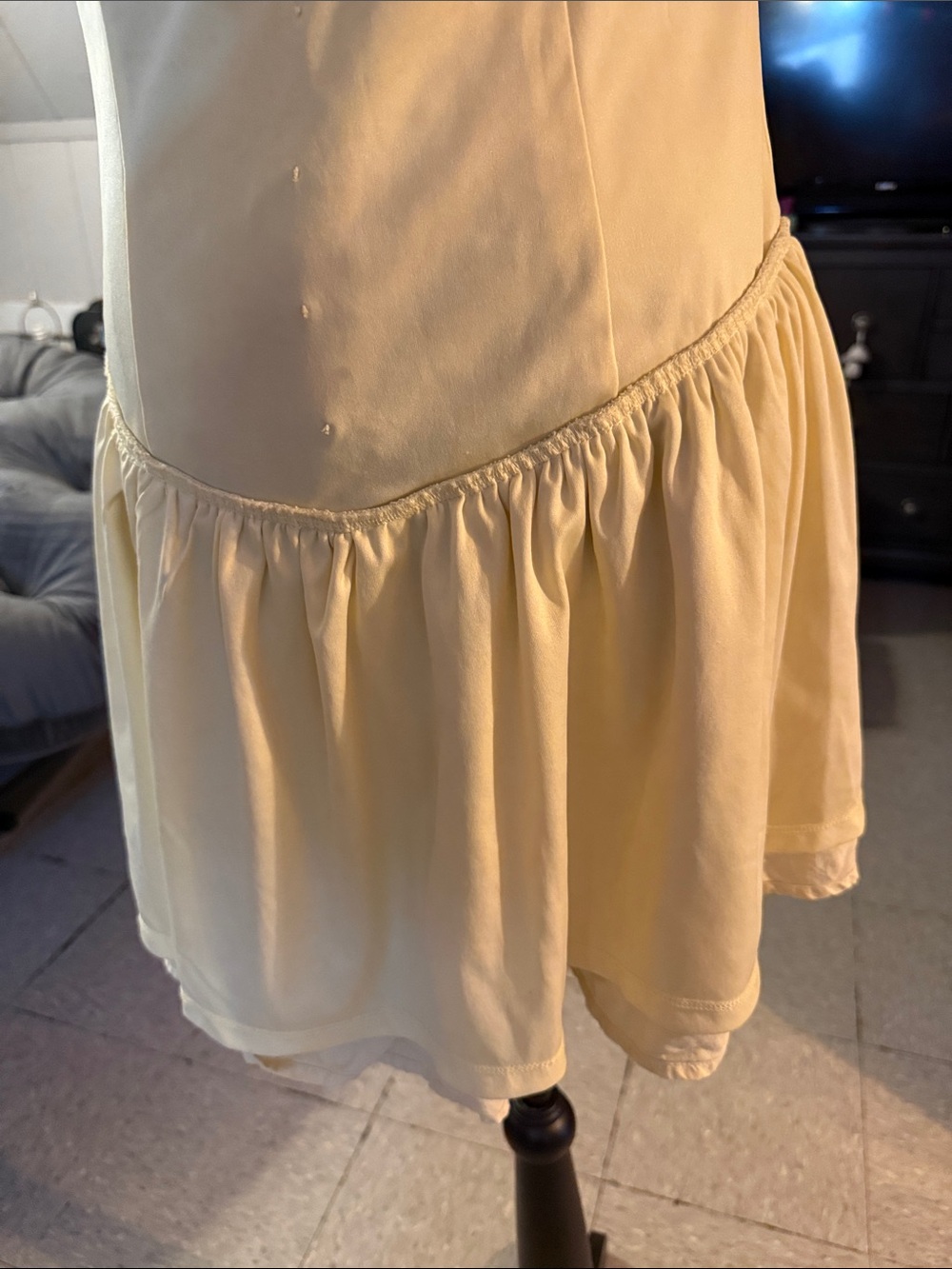 wild fable Cream Button-Front Ruffle-Hem Sundress - Picture 9 of 14